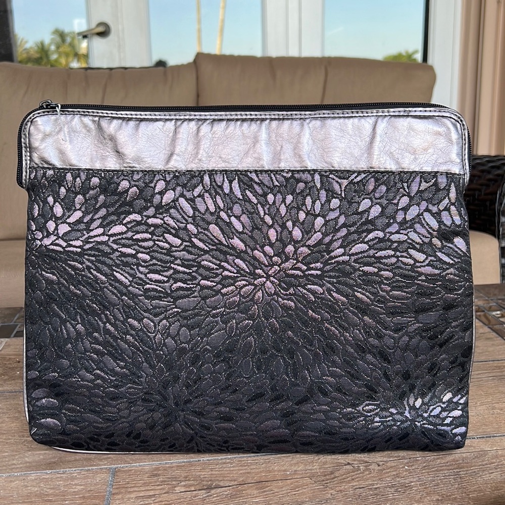 Large Textured Iridescent Zippered Toiletry/Cosmetic/Laptop Bag